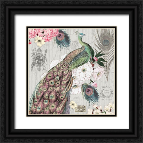 Peacock Pastels 1 Black Ornate Wood Framed Art Print with Double Matting by Lula Bijoux And Company
