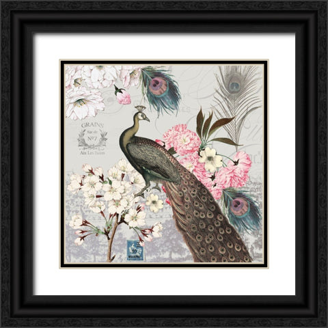Peacock Pastels 2 Black Ornate Wood Framed Art Print with Double Matting by Lula Bijoux And Company