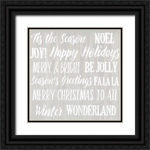 Holiday Words 1 V2 Black Ornate Wood Framed Art Print with Double Matting by Lula Bijoux And Company