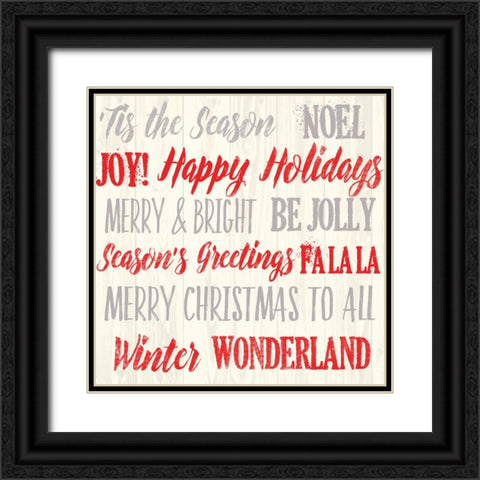 Holiday Words 1 V3 Black Ornate Wood Framed Art Print with Double Matting by Lula Bijoux And Company