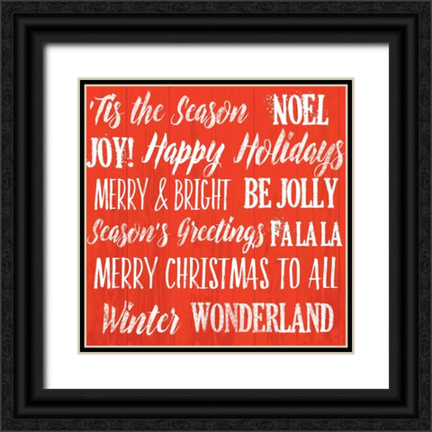 Holiday Words 1 Black Ornate Wood Framed Art Print with Double Matting by Lula Bijoux And Company