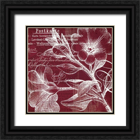 OxBlood Fleurs 2 Black Ornate Wood Framed Art Print with Double Matting by Lula Bijoux and Company