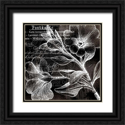 White Trumpet Flowers Black Ornate Wood Framed Art Print with Double Matting by Lula Bijoux and Company