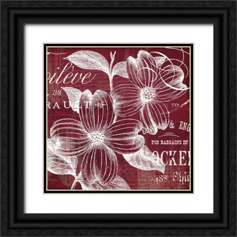 OxBlood Fleurs 1 Black Ornate Wood Framed Art Print with Double Matting by Lula Bijoux and Company