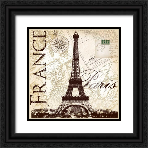 Fance Eiffel Black Ornate Wood Framed Art Print with Double Matting by Lula Bijoux and Company