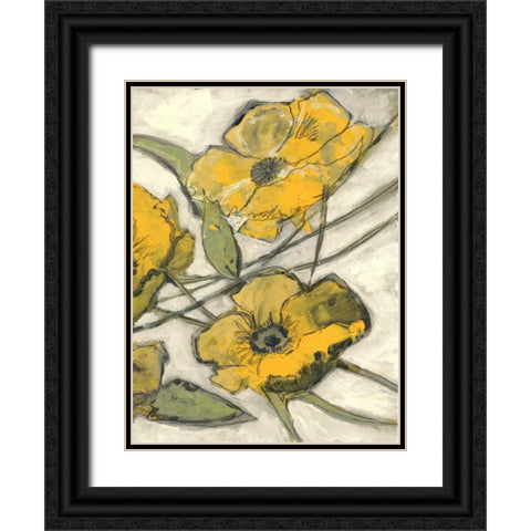 Citron Flora B1 Black Ornate Wood Framed Art Print with Double Matting by Haynes, Smith