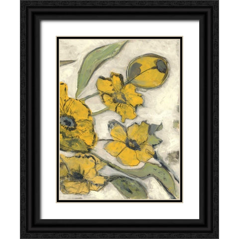 Citron Flora B2 Black Ornate Wood Framed Art Print with Double Matting by Haynes, Smith