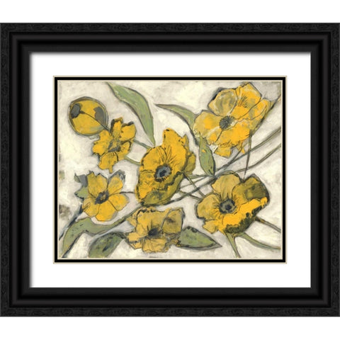 Citron Flora Black Ornate Wood Framed Art Print with Double Matting by Haynes, Smith