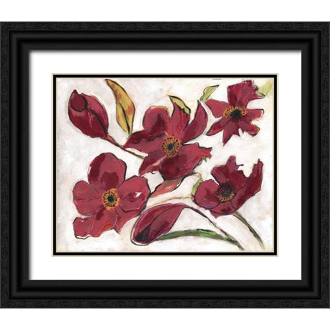 Ox Blood Flora Black Ornate Wood Framed Art Print with Double Matting by Haynes, Smith