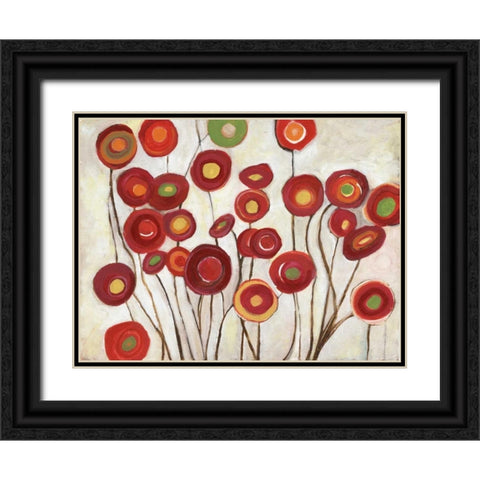 Flora Discs in Reds Black Ornate Wood Framed Art Print with Double Matting by Haynes, Smith