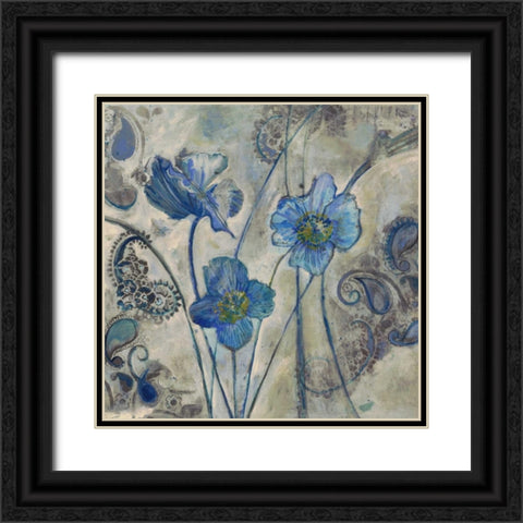 Flora on Gray Black Ornate Wood Framed Art Print with Double Matting by Haynes, Smith