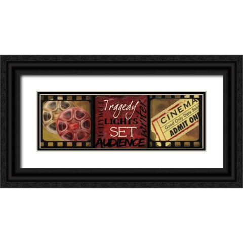 LIGHTS  CAMERA  ACTION C Black Ornate Wood Framed Art Print with Double Matting by Greene, Taylor