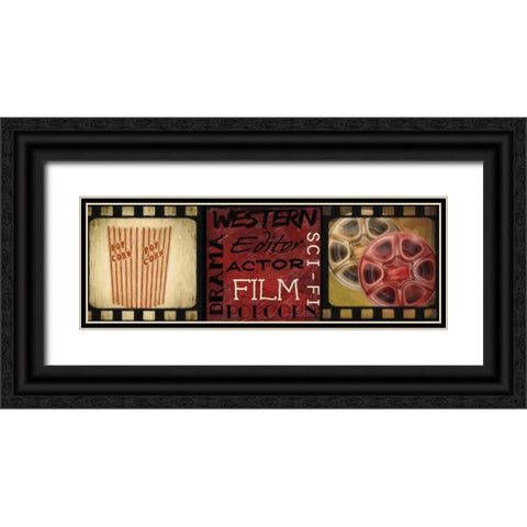 POPCORN AND FILM REEL Black Ornate Wood Framed Art Print with Double Matting by Greene, Taylor