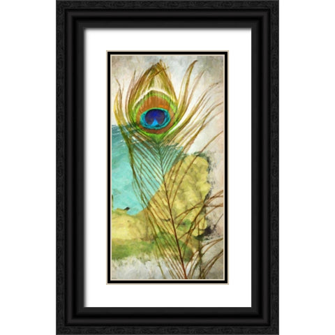 PEACOCK FEATHER 1 Black Ornate Wood Framed Art Print with Double Matting by Greene, Taylor