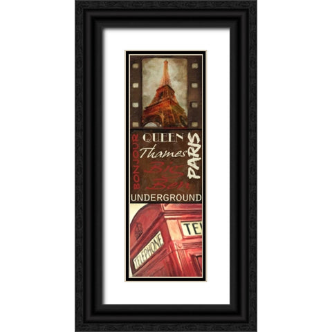 Travel 9 Patch A Black Ornate Wood Framed Art Print with Double Matting by Greene, Taylor