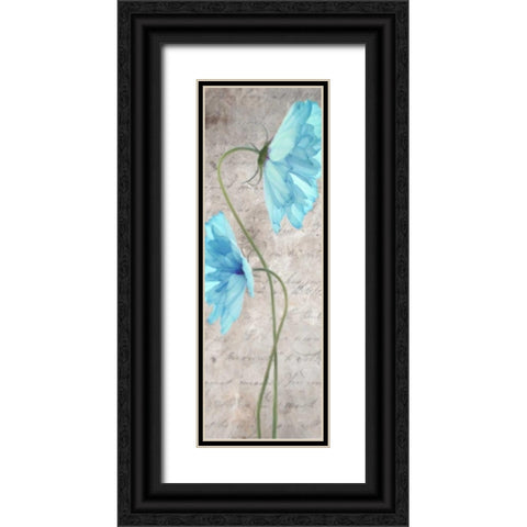 Blue Floral Panel B1 Black Ornate Wood Framed Art Print with Double Matting by Greene, Taylor