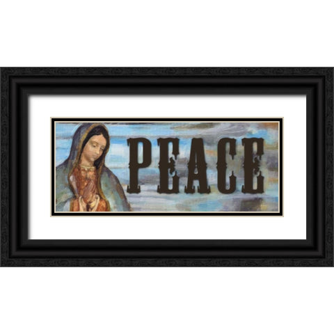 PEACE Black Ornate Wood Framed Art Print with Double Matting by Greene, Taylor