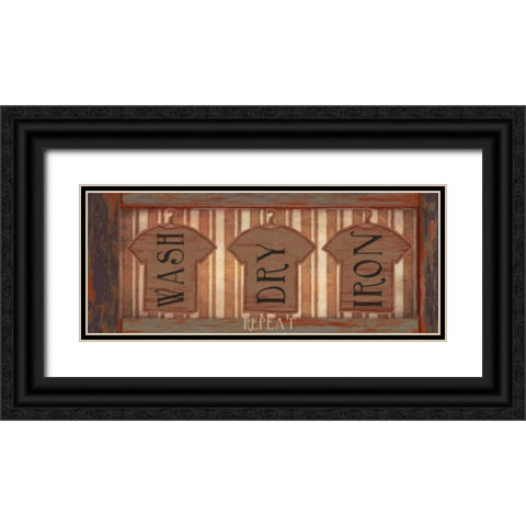 WASH DRY IRON Black Ornate Wood Framed Art Print with Double Matting by Greene, Taylor