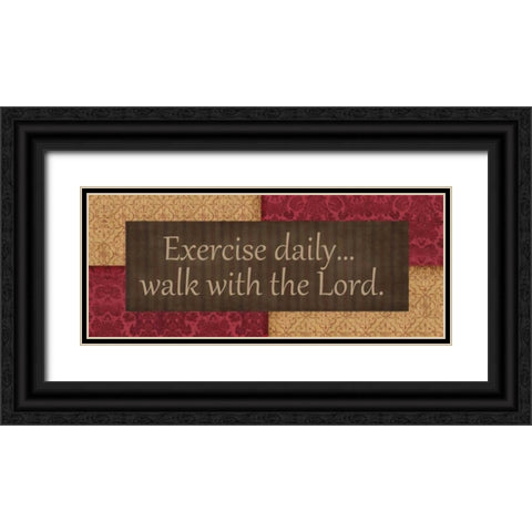 EXERCISE DAILY  Black Ornate Wood Framed Art Print with Double Matting by Greene, Taylor