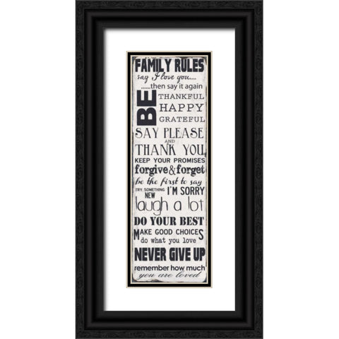 FAMILY RULES Black Ornate Wood Framed Art Print with Double Matting by Greene, Taylor