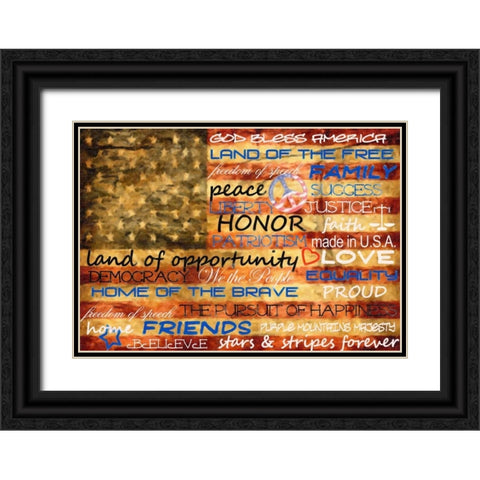 Typography Flag Black Ornate Wood Framed Art Print with Double Matting by Greene, Taylor