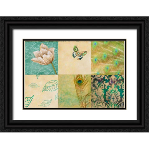 Peacock Inspire Black Ornate Wood Framed Art Print with Double Matting by Greene, Taylor