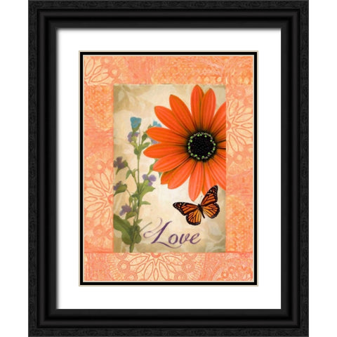 FLORAL RHAPSODY LOVE  Black Ornate Wood Framed Art Print with Double Matting by Greene, Taylor