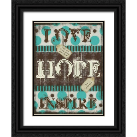 LOVE HOPE INSPIRE Black Ornate Wood Framed Art Print with Double Matting by Greene, Taylor