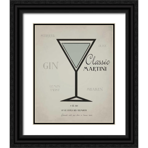 Classic Martini layered Black Ornate Wood Framed Art Print with Double Matting by Greene, Taylor