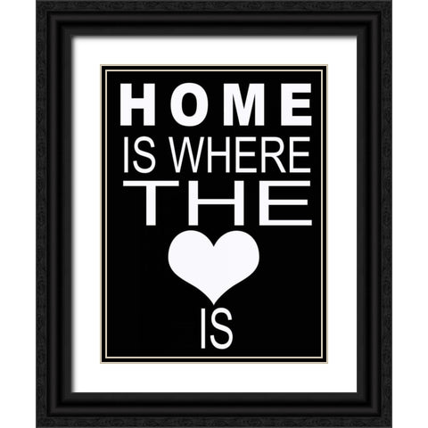 HOME IS WHERE A Black Ornate Wood Framed Art Print with Double Matting by Greene, Taylor