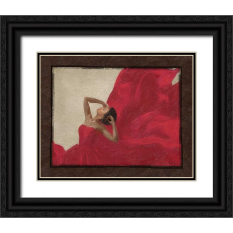 LADY IN RED Black Ornate Wood Framed Art Print with Double Matting by Greene, Taylor