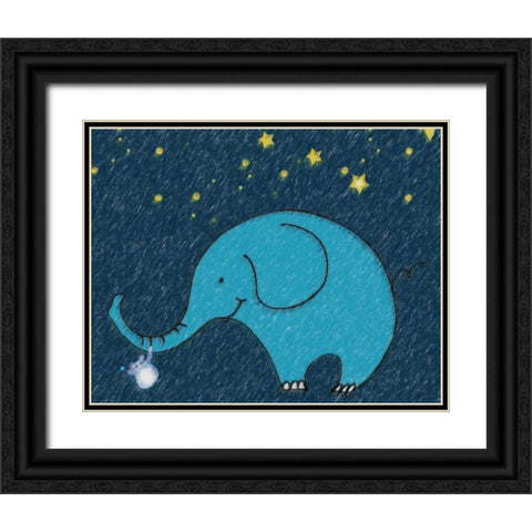 Whimsy Elephant I Black Ornate Wood Framed Art Print with Double Matting by Greene, Taylor
