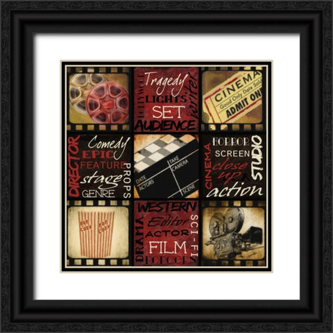 LIGHTS CAMERA ACTION Black Ornate Wood Framed Art Print with Double Matting by Greene, Taylor