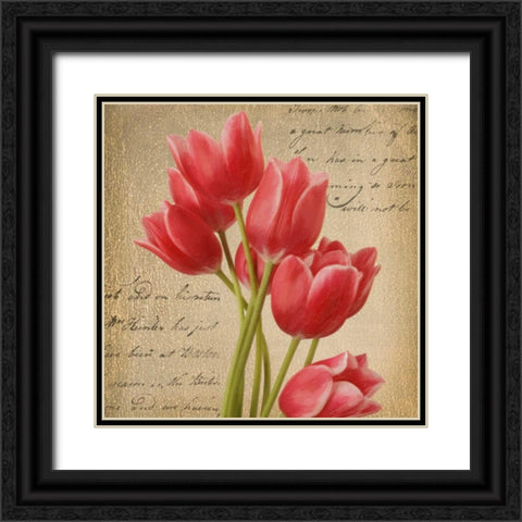 RED TULIP I ON GOLD Black Ornate Wood Framed Art Print with Double Matting by Greene, Taylor