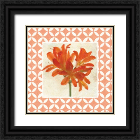 MOROCCAN ORANGE FLORAL 2 Black Ornate Wood Framed Art Print with Double Matting by Greene, Taylor