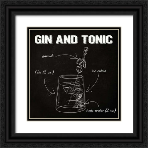 GIN AND TONIC SKETCH Black Ornate Wood Framed Art Print with Double Matting by Greene, Taylor