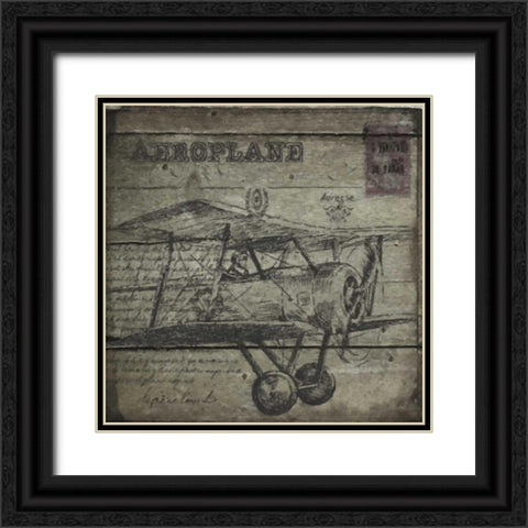 Vintage  Aeroplane Black Ornate Wood Framed Art Print with Double Matting by Greene, Taylor