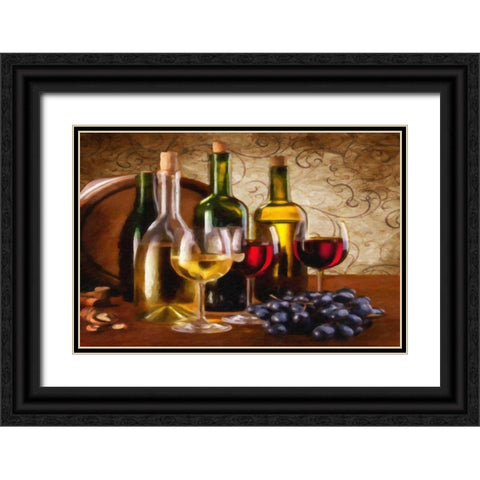 Wine I Black Ornate Wood Framed Art Print with Double Matting by Greene, Taylor