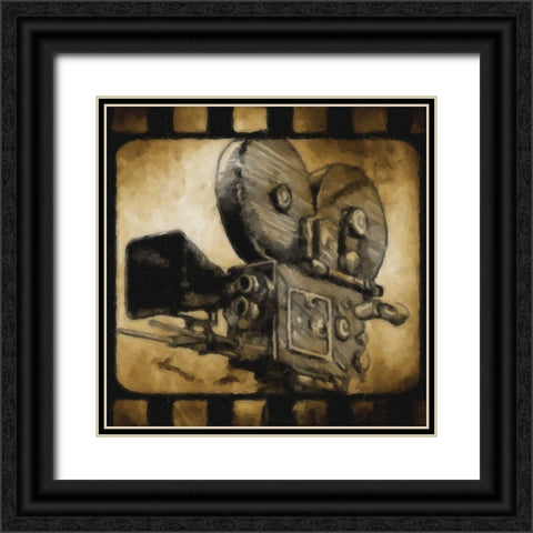 Movie Camera Black Ornate Wood Framed Art Print with Double Matting by Greene, Taylor