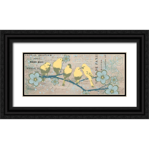 Bird Botanical Gray Black Ornate Wood Framed Art Print with Double Matting by Jordan, Elizabeth