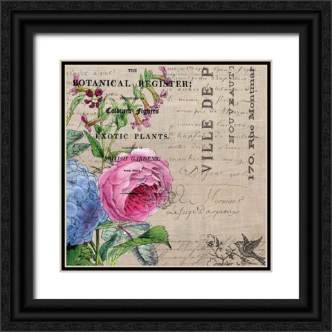 Botanical Register 1 Black Ornate Wood Framed Art Print with Double Matting by Jordan, Elizabeth