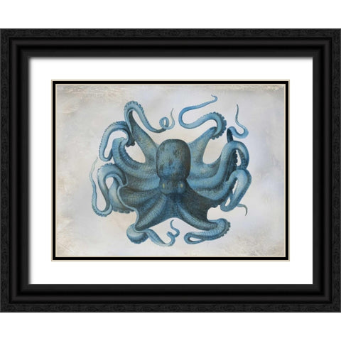 Big Blue Black Ornate Wood Framed Art Print with Double Matting by Pazan, Tony