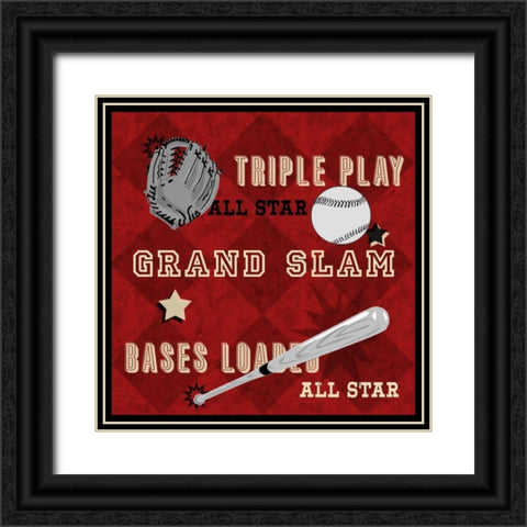 Triple Play Black Ornate Wood Framed Art Print with Double Matting by Pazan, Tony