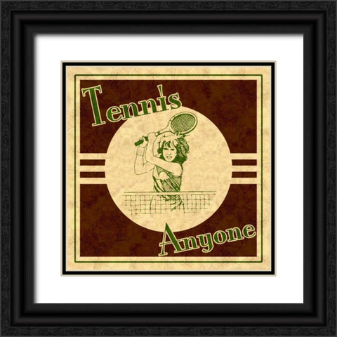 Tennis Black Ornate Wood Framed Art Print with Double Matting by Pazan, Tony