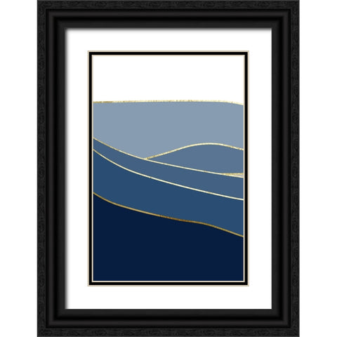 Navy Gold Landscape 1 Black Ornate Wood Framed Art Print with Double Matting by Urban Epiphany
