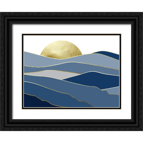 Navy Gold Landscape 2 Black Ornate Wood Framed Art Print with Double Matting by Urban Epiphany