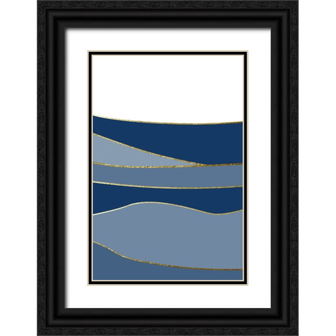 Navy Gold Landscape 3 Black Ornate Wood Framed Art Print with Double Matting by Urban Epiphany