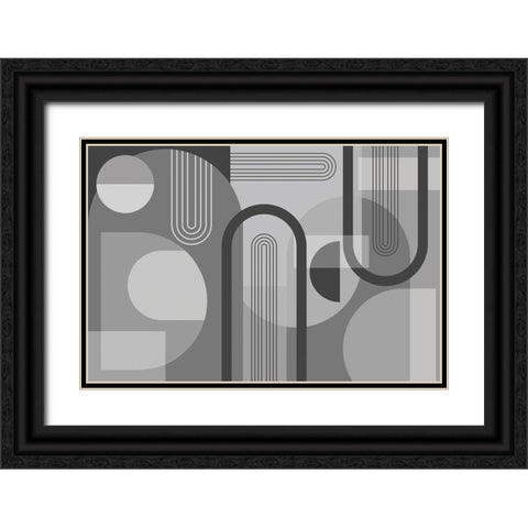 Abstract Arches Gray 1 Black Ornate Wood Framed Art Print with Double Matting by Urban Epiphany