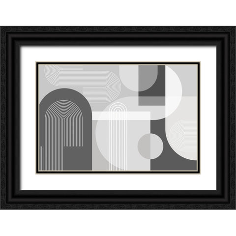 Abstract Arches Gray 2 Black Ornate Wood Framed Art Print with Double Matting by Urban Epiphany