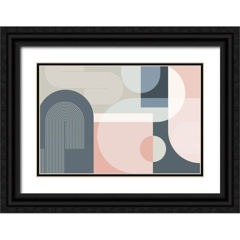 Mid Century Abstract Arches 2 Black Ornate Wood Framed Art Print with Double Matting by Urban Epiphany